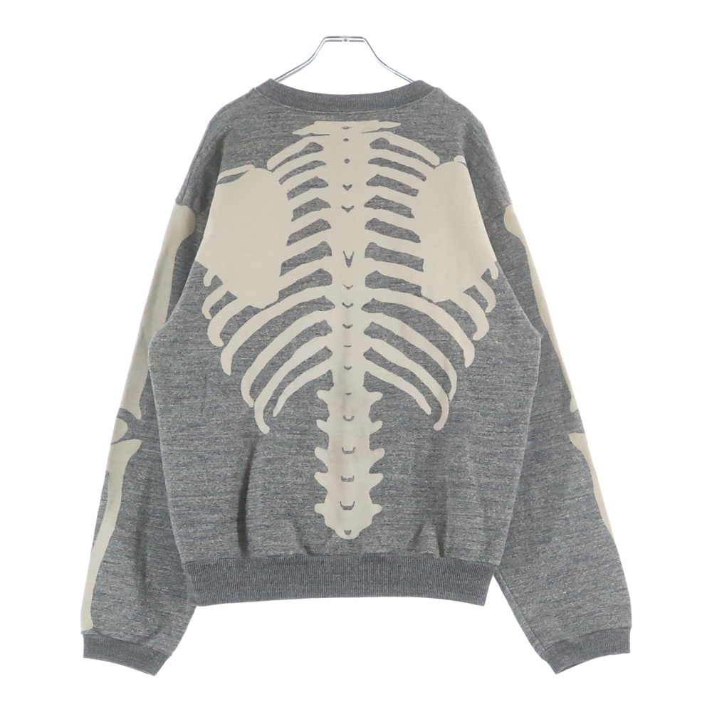 Charcoal Heather Fleece Big Crew Sweatshirt チャコール杢裏毛 ボーンプリント クルーネックスウェットトレーナー グレー EK-1059 Aランク