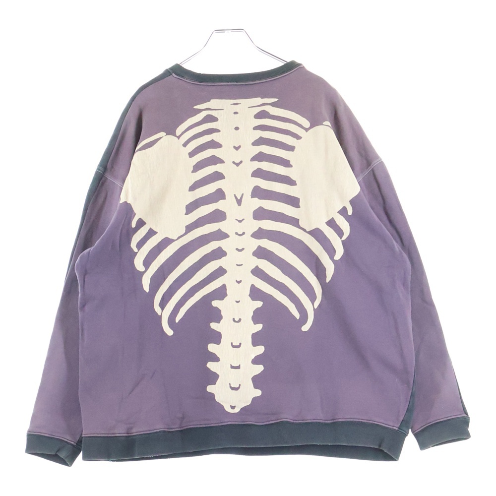 Bone Sweatshirt 裏毛 2トーン ボーンプリント ダメージ加工 クルーネックスウェットトレーナー グレー K0R810LC01 Aランク