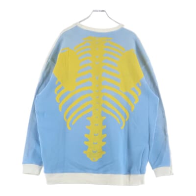 2Tones Remake Big Sweatshirt ボーンプリント ダメージ加工 クルーネックスウェットトレーナー ホワイト/ブルー EK-1021 Aランク