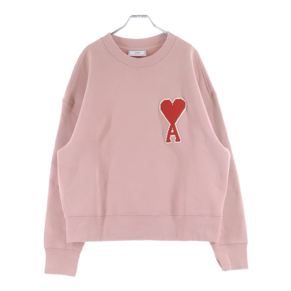 Sweatshirt ハートロゴ刺繍 クルーネックスウェットトレーナー ピンク H19J037.746 Aランク