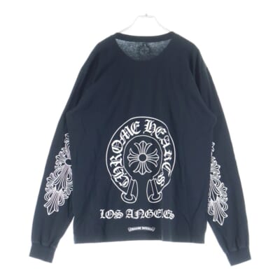 CH L/S T-SHIRT LTD LOS ANGELES ロサンゼルス限定 アームフローラル バックホースシュープリント 長袖Tシャツ ロンT ブラック Aランク