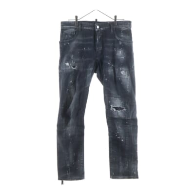 21AW Tidy Biker Jean ペイント加工 ダメージ加工 スキニーデニムパンツ グレー S71LB0971 S30357 Aランク