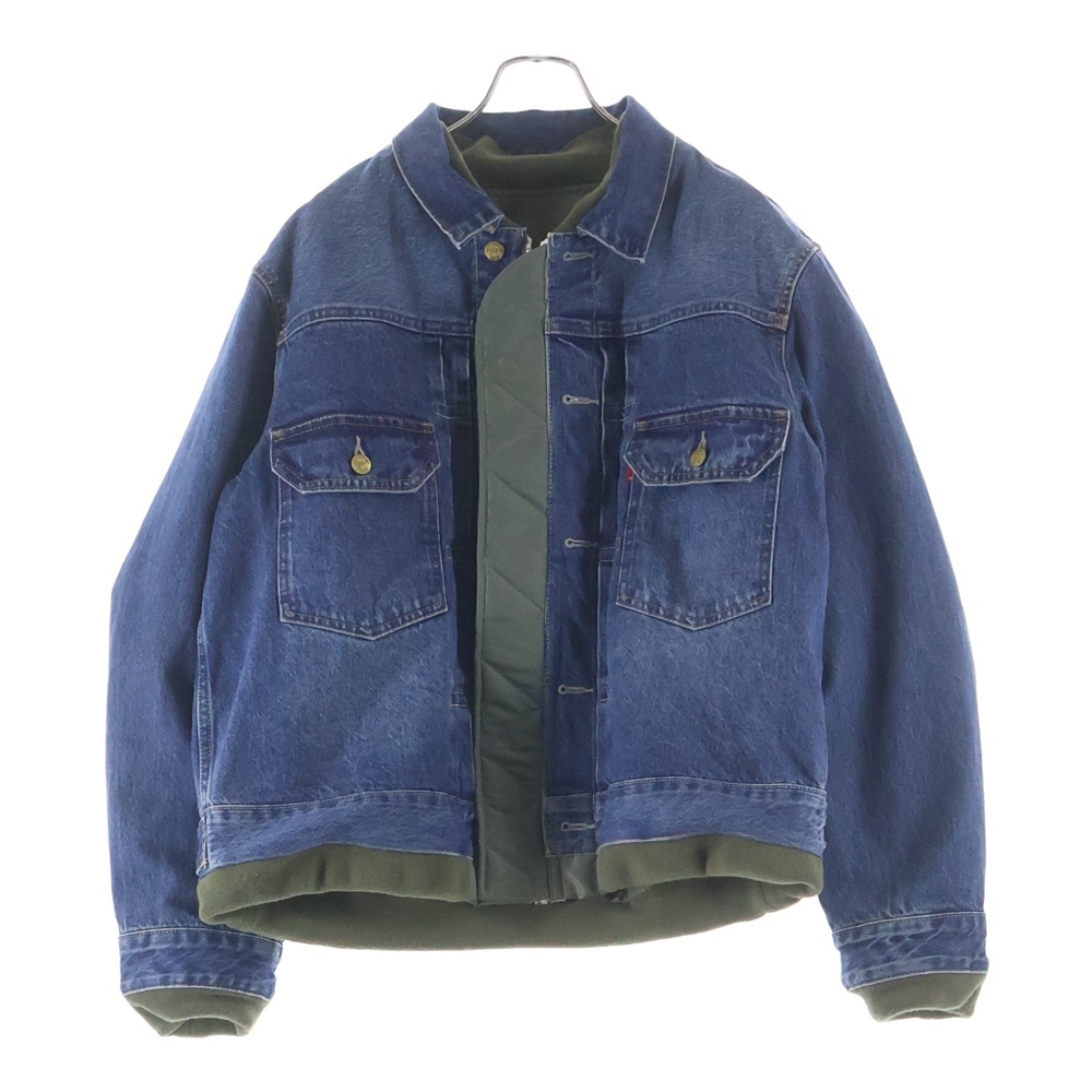 ×Levi's Denim Nylon Twill Reversible Blouson ナイロン切替 デニムジャケット リバーシブル ボンバージャケット カーキ/インディゴ 0035K0001 Aランク