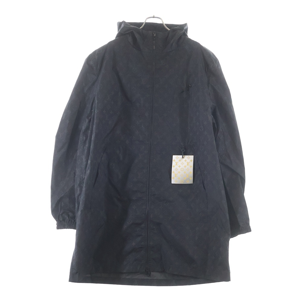 22AW ミッドレングスモノグラムナイロンウィンドブレーカー ロングコート ブラック RM222Q ON5 HNK48W Sランク