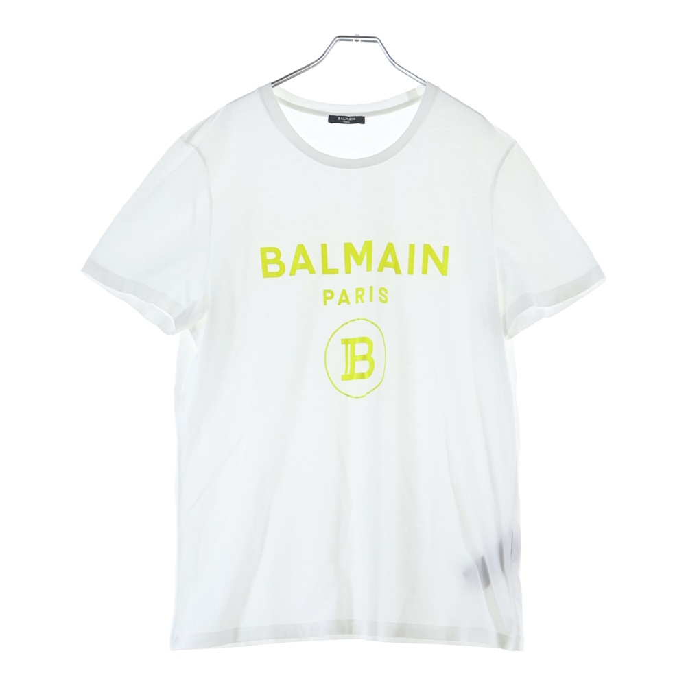 フェルトロゴ 半袖Tシャツ ホワイト/イエロー Aランク