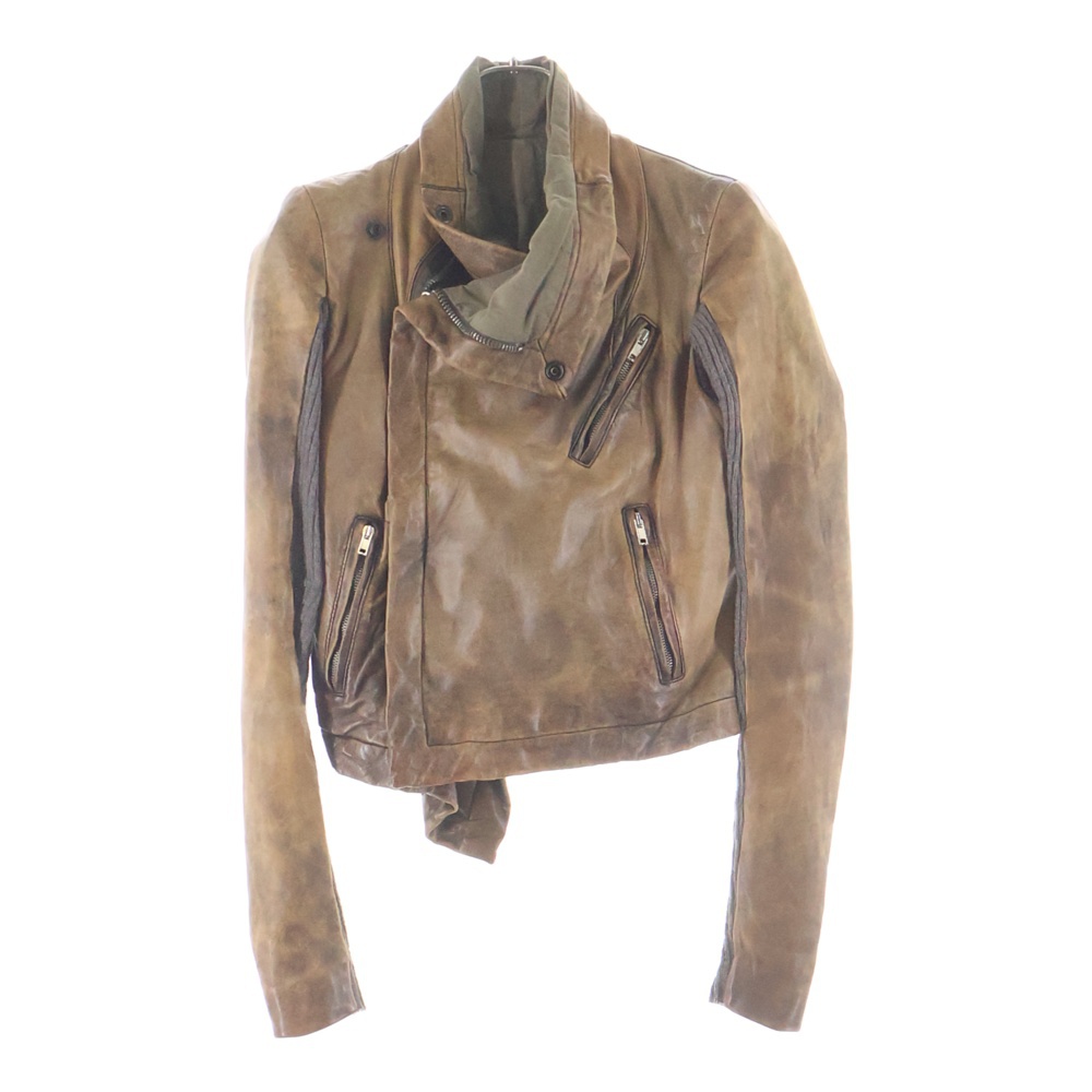 Calf Leather Jacket カーフレザー ニット切替 レザージャケット ブラウン レディース RO1743-LE Bランク