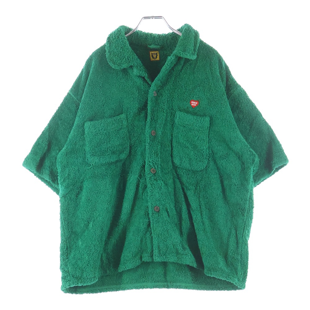 Pile Aloha Shirt ロゴ刺繍 パイル地 半袖シャツ グリーン Aランク