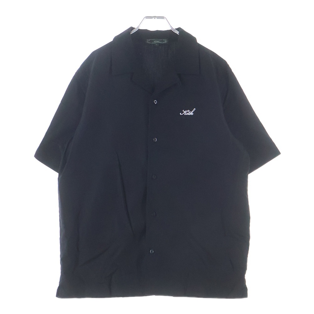 Silk Cotton Thompson Camp Collar Shirt シルク混 半袖シャツ ブラック Aランク