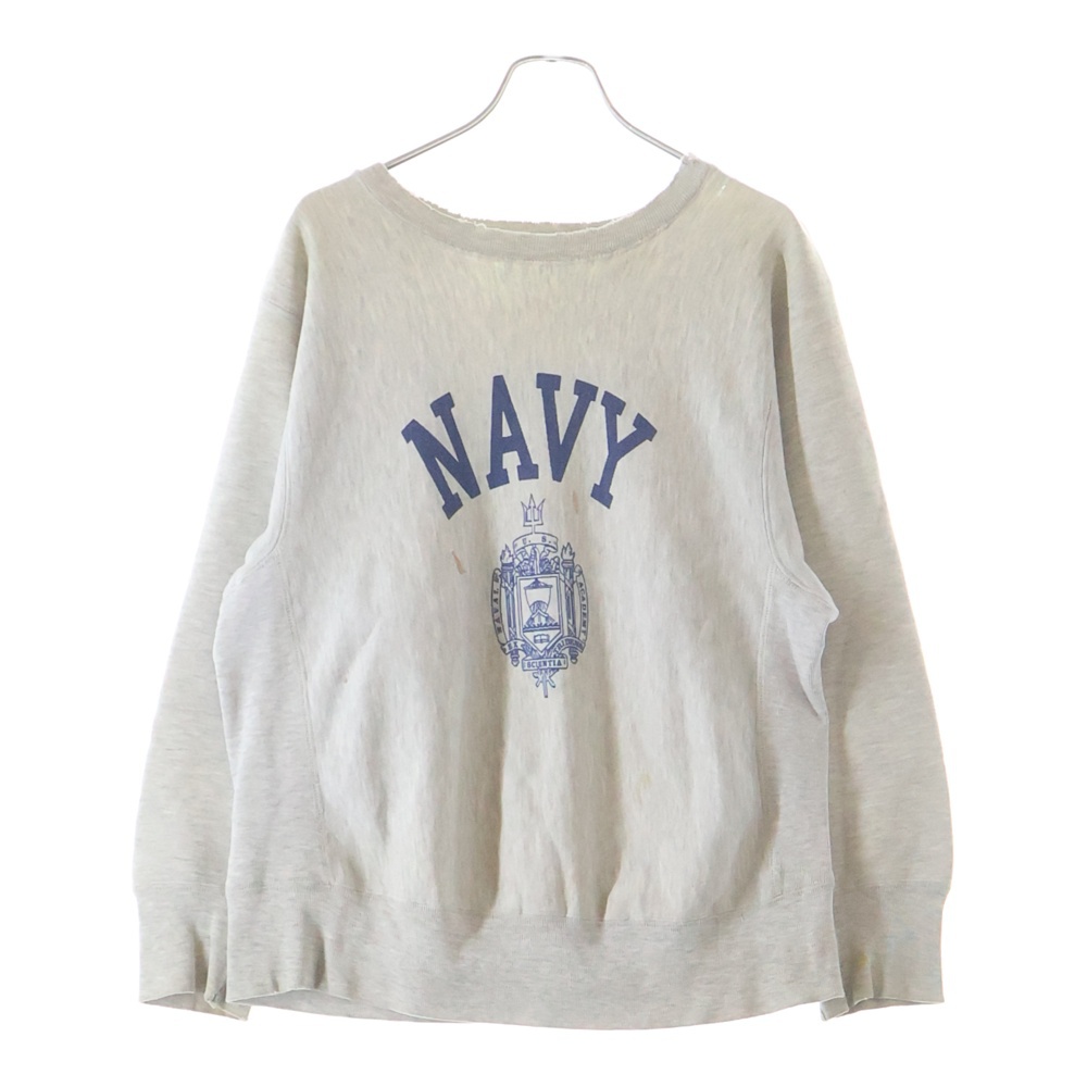 80s VINTAGE REVERSE WEAVE NAVY リバースウィーブ 染み込み トリコタグ後期 USA製 スウェット トレーナー グレー Bランク