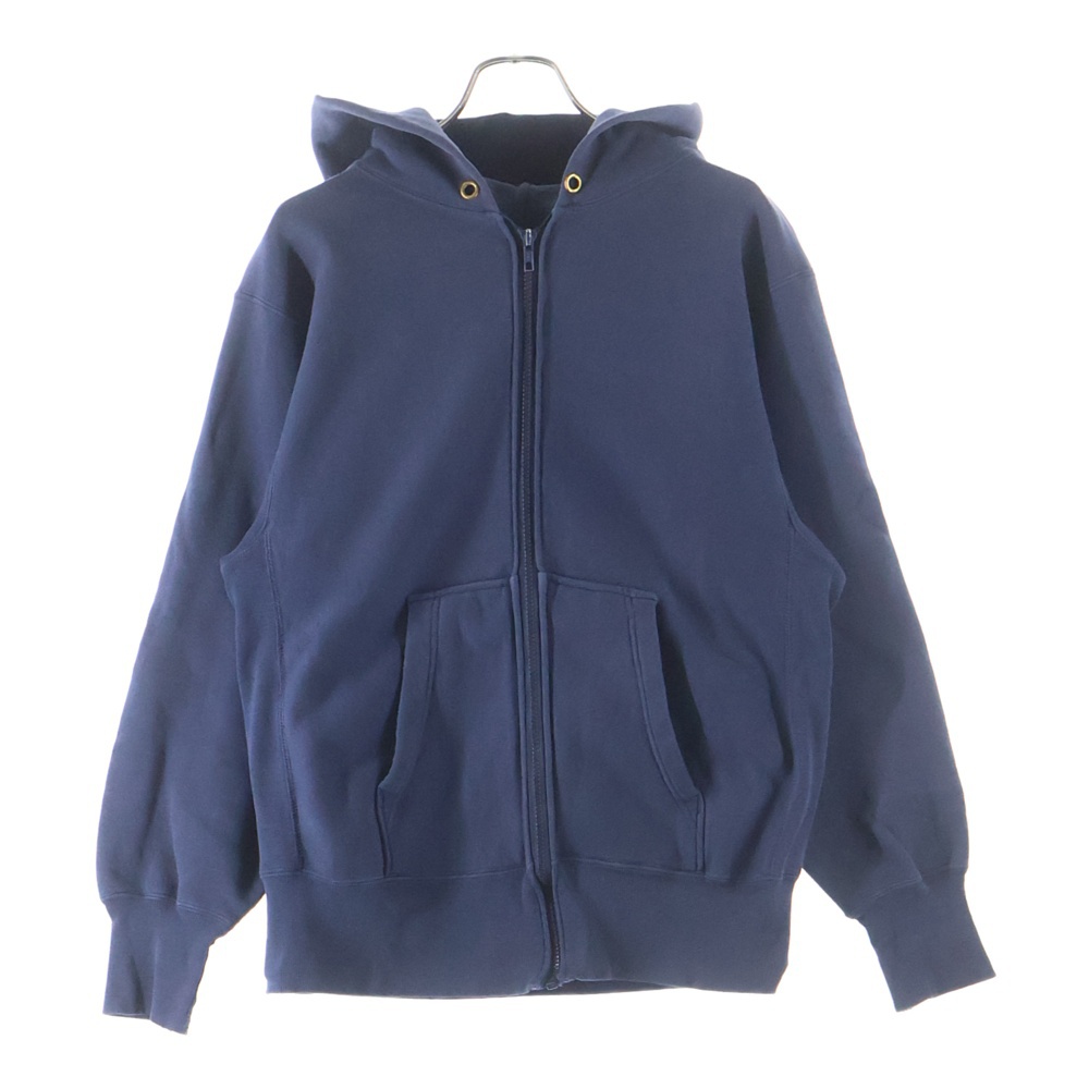 90s VINTAGE REVERSE WEAVE ZIP UP HOODE ヴィンテージ リバース ウィーブ 目無し ジップアップ プルオーバーパーカー フーディ ネイビー Bランク