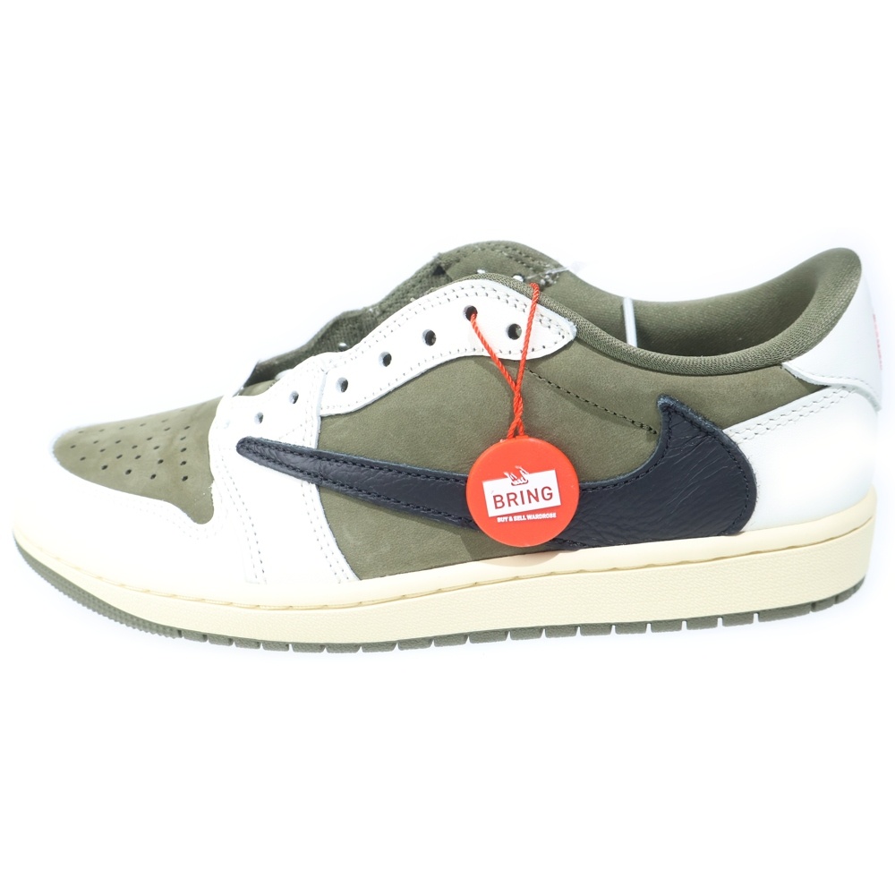 ×TAVIS SCOTT AIR JORDAN1 LOW OG SP トラヴィス スコット エアジョーダン1 リバースオリーブ DM7866-200 ローカットスニーカー ホワイト/カーキ US7.5/25.5cm Sランク