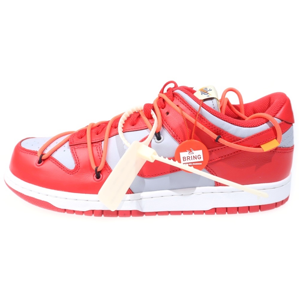 ×OFF-WHITE DUNK LOW LTHR オフホワイト ダンク ローカットスニーカー レッド/グレー US10/28.0cm CT0856-600 Sランク
