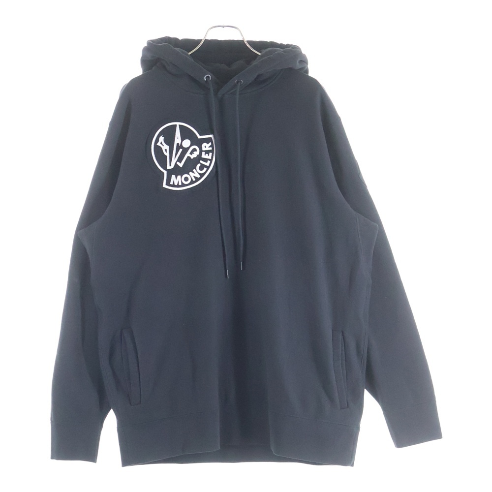 GENIUS MAGLIA CON CAPPUCCIO 裏起毛ロゴワッペン スウェットプルオーバーパーカー フーディ ブラック G20928G00006 Bランク