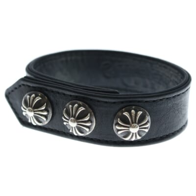 3BTN 2SNP クロスボール 3ボタン2スナップ レザーブレスレット ブラック/シルバー BCA123 Bランク