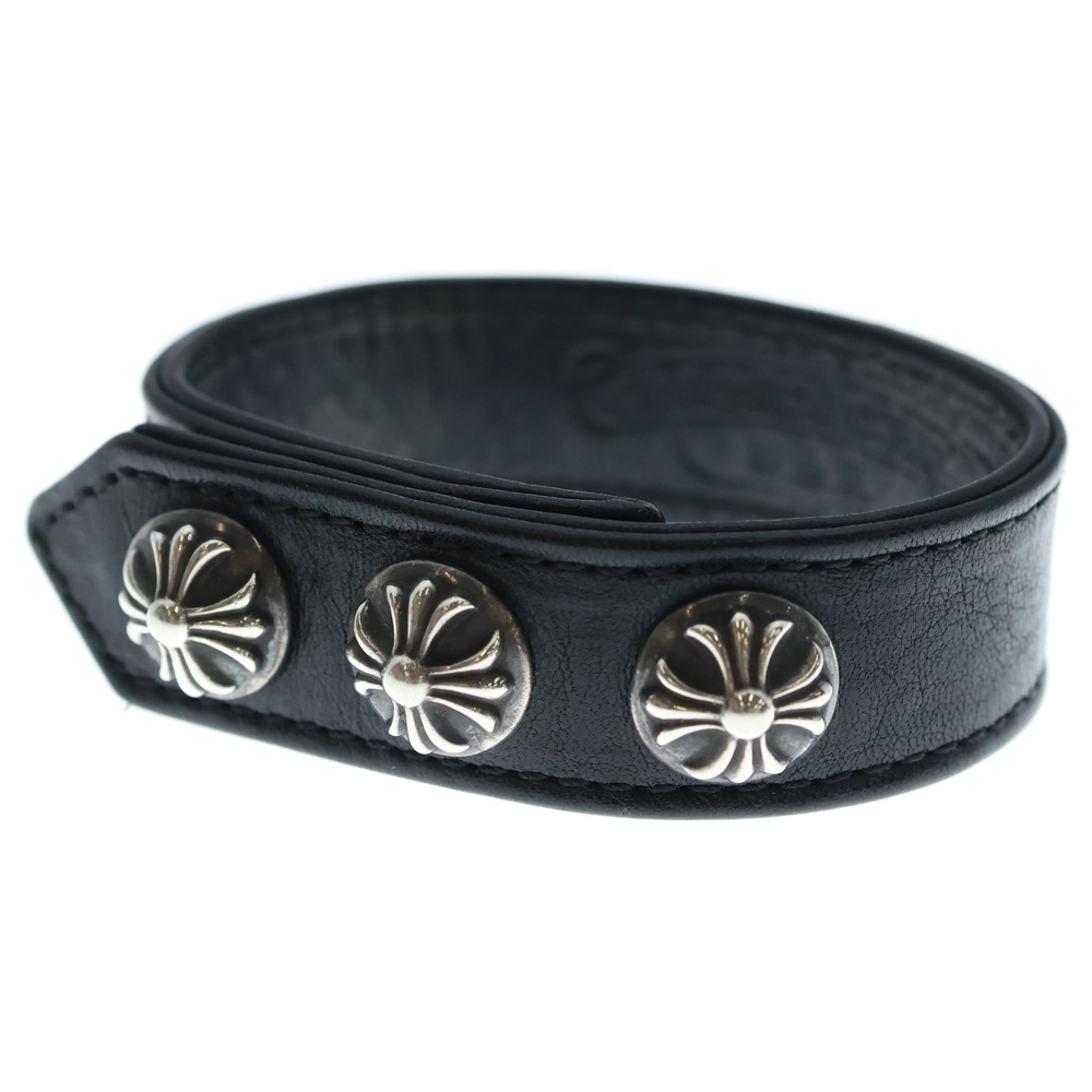 3BTN 2SNP クロスボール 3ボタン2スナップ レザーブレスレット ブラック/シルバー BCA123 Bランク