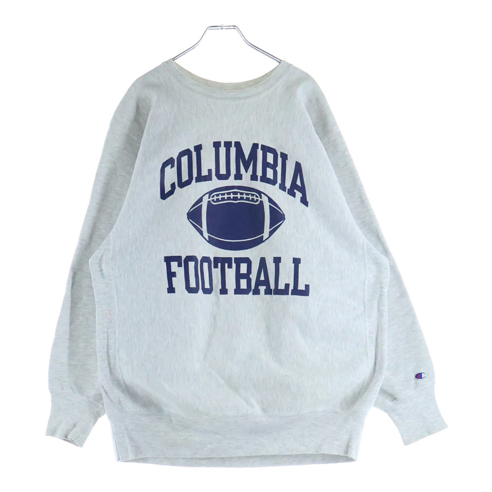 90s COLUMBIA FOOTBALL Reverse Weave リバースウィーブ クルーネックスウェット グレー Bランク