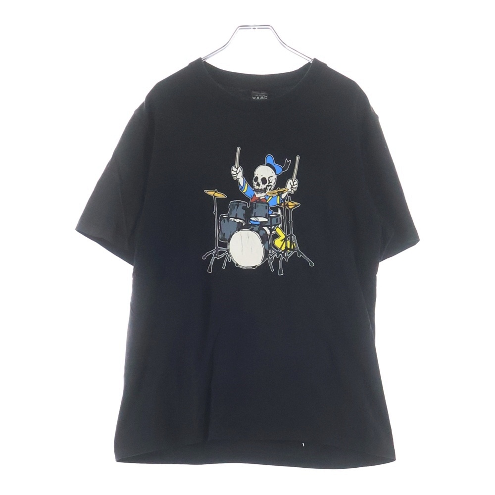 08AW ×Disney ドナルドダック スカル プリント半袖Tシャツ カットソー ブラック Bランク