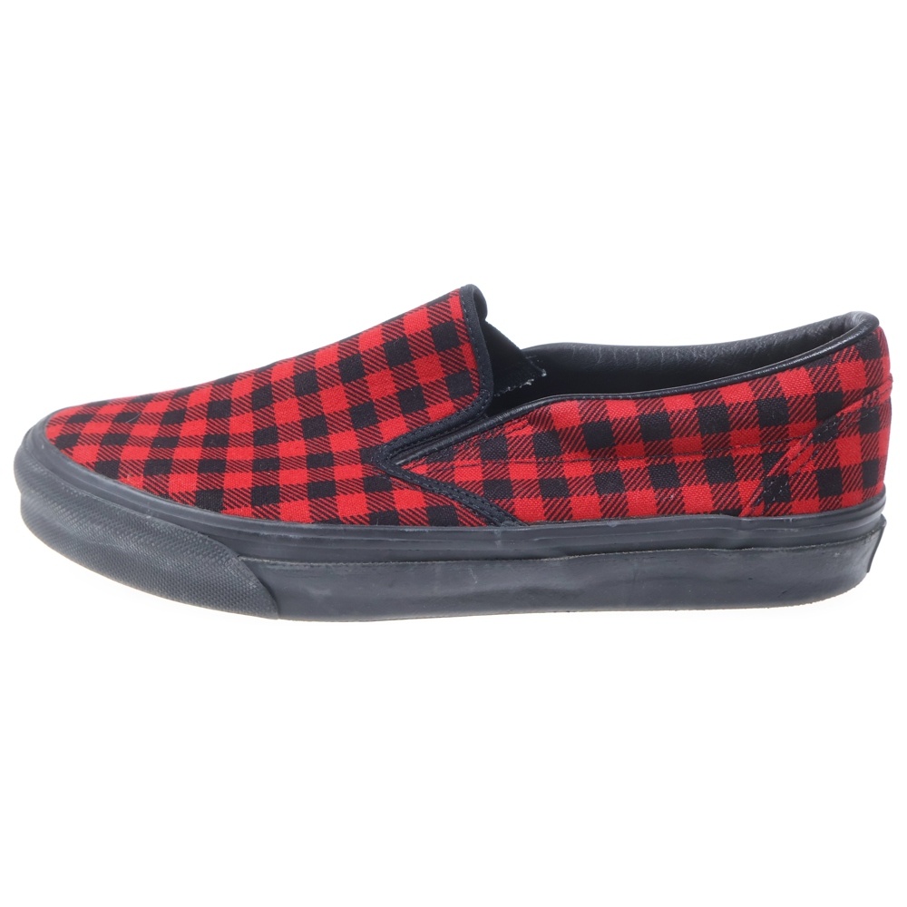 Slip-on エミリー期 バッファローチェック柄スリッポン ローカットスニーカー シューズ ブラック/レッド Bランク