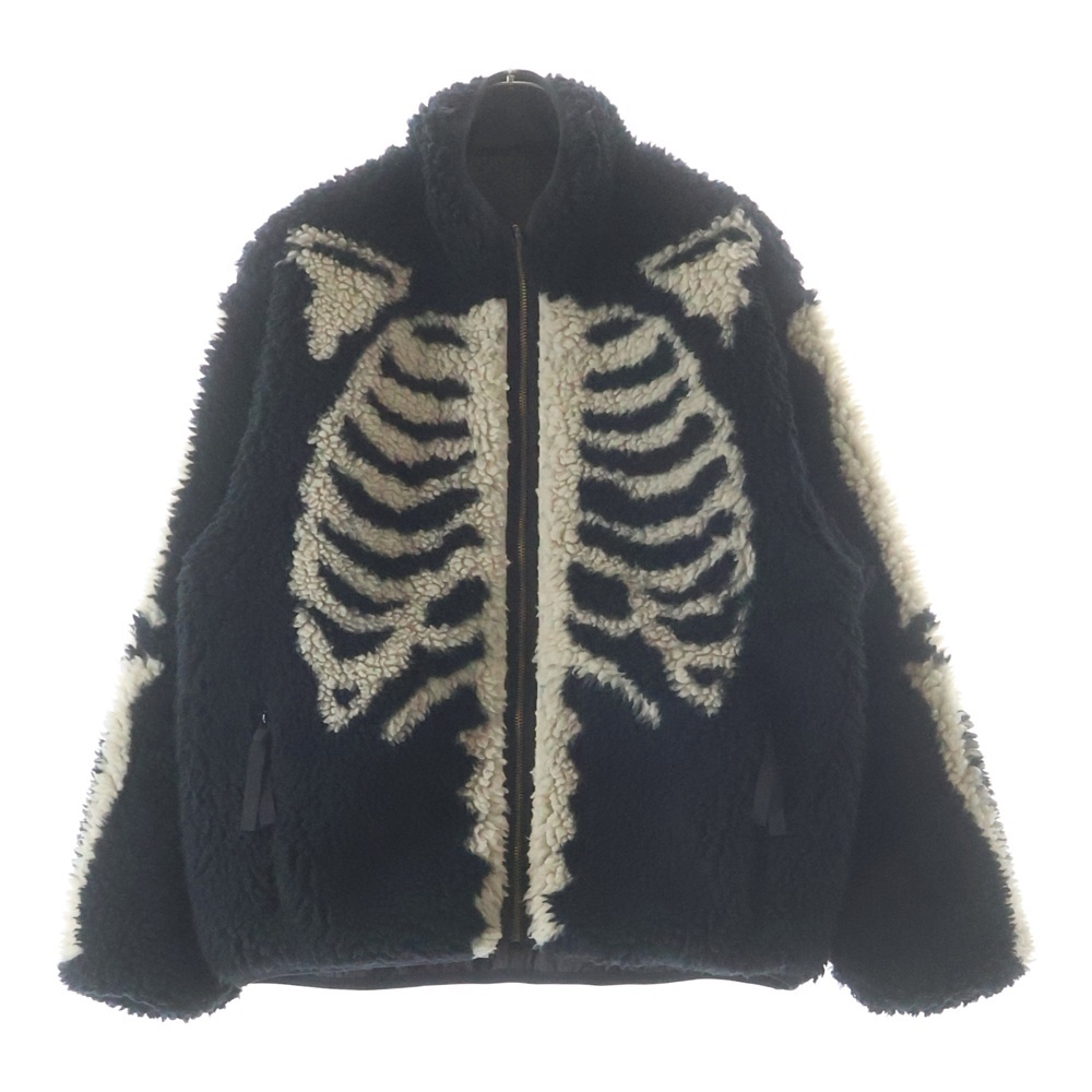 BONE柄ボアフリース リバーシブルブルゾン ブラック/ブラウン K2412LJ146 Aランク