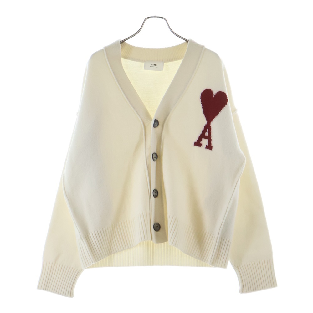 Heart Wool V-Neck Cardigan ハートロゴ ニットカーディガン アイボリー BFUKC006.018 Bランク