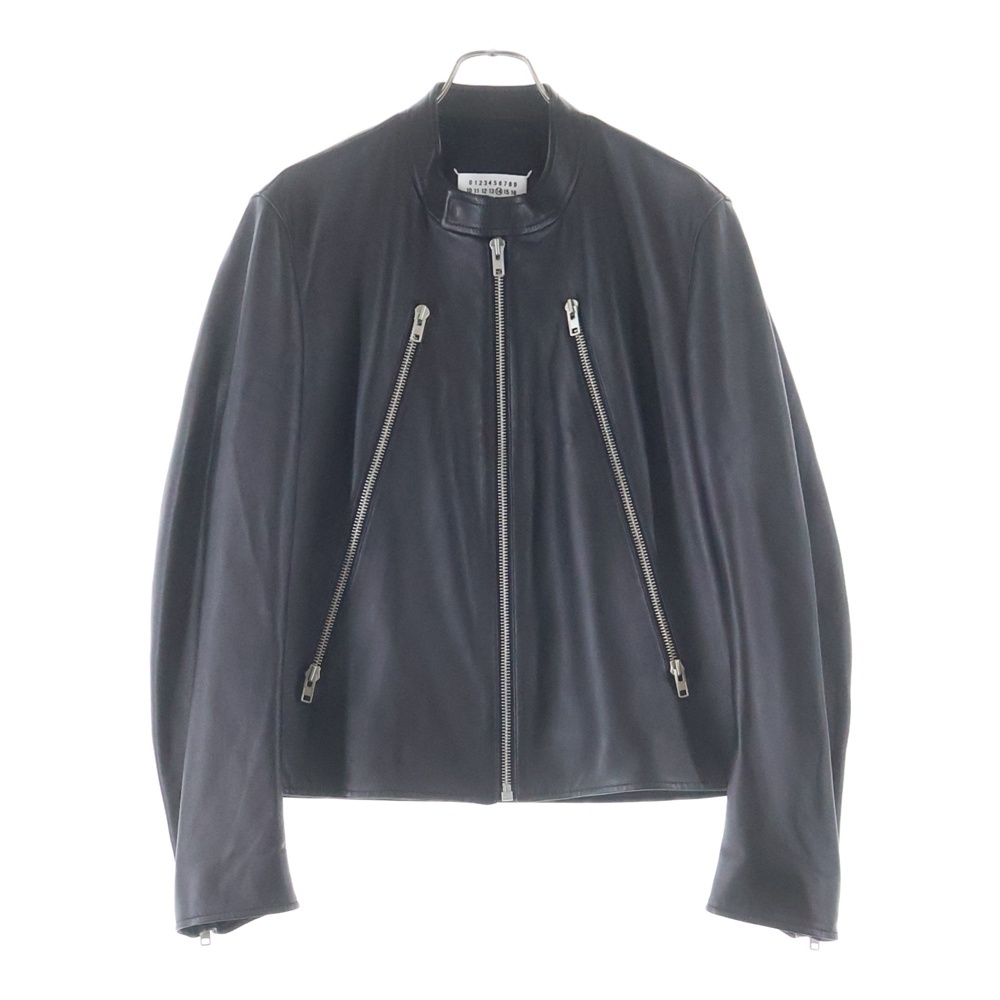 22SS 5-ZIP LEATHER JACKET 八の字 ライダース ジャケット ブラック S50AM0489 SY1460 Aランク