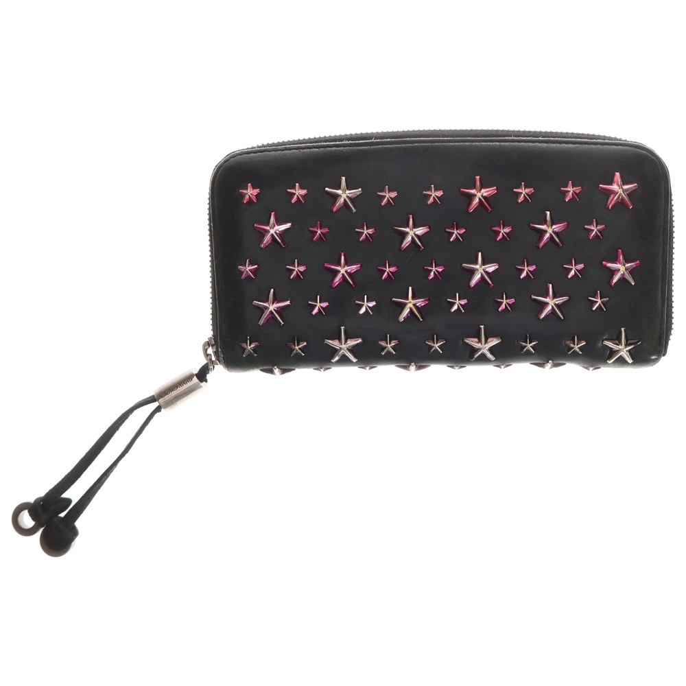 スタースタッズ ラウンドファスナー ロングウォレット 長財布 ブラック Bランク