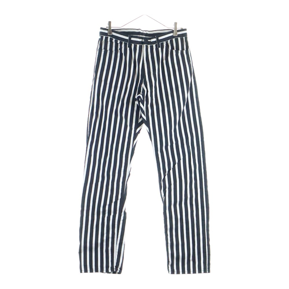 クロップドストライプコットンパンツ ブラック/ホワイト PK-P068 Bランク