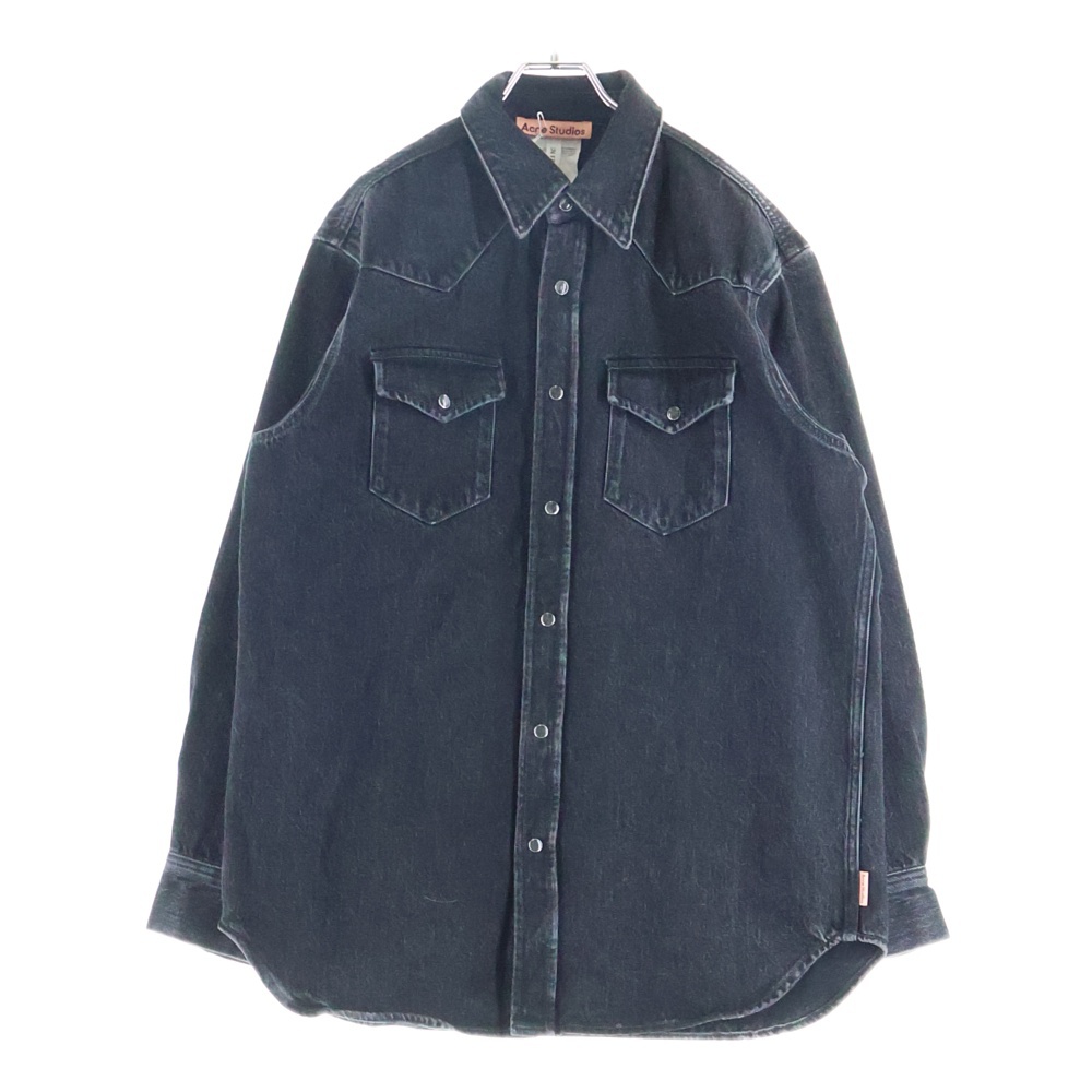 Denim Button Up Shirt FN-MN-SHIR000625 デニム ボタン アップ 長袖デニムシャツ デニムジャケット ブラック Sランク