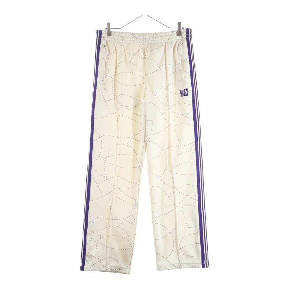 ×DC SHOES Track Pant Poly Smooth Printed ディーシーシューズ 総柄 ロゴ刺繍 トラックパンツ ベージュ/パープル MR609 Bランク