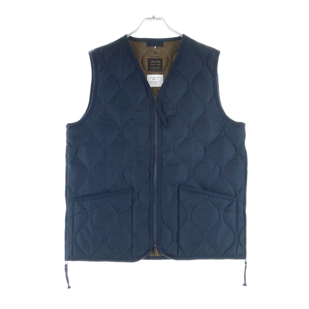ミリタリー Vネックジップ ダウンベスト ネイビー TAION-001ZML-1 Bランク