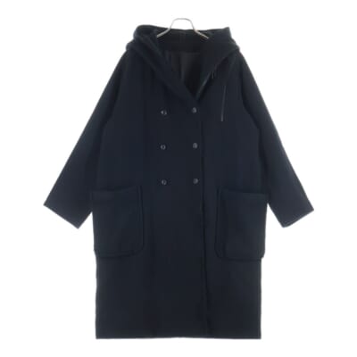 8AW Wool Viyella Double Fastener Coat ダブルファスナー メルトン フーデッド コート ブラック NV-C52-105 Aランク