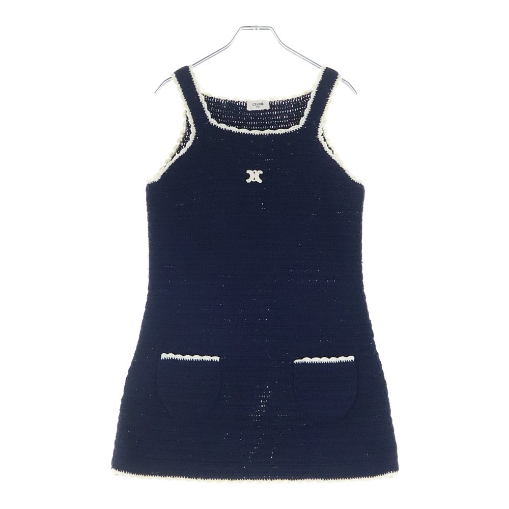 25SS トリオンフ クロシェノースリーブミニドレス レディース ネイビー RR0GP0S47 Aランク