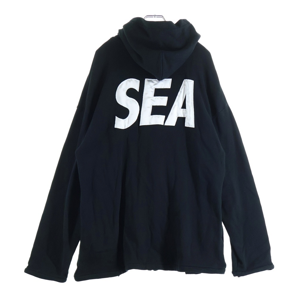 19AW SEA BIG ZIP HOODIE WDS-19A-SW-09 ロゴプリント オーバーサイズ ジップパーカー ブラック Aランク