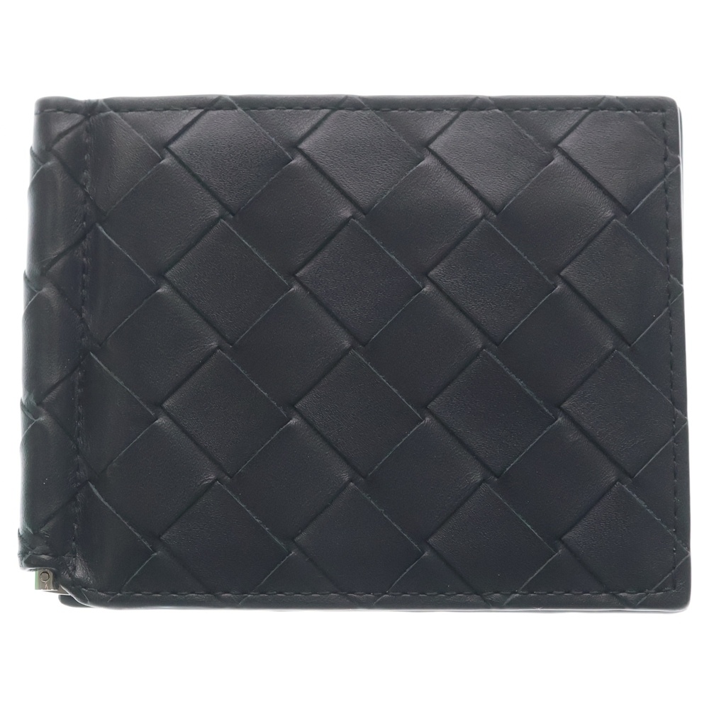 イントレチャート マネークリップ付き 二つ折り財布 レザーカードケース ブラック 123180 Aランク