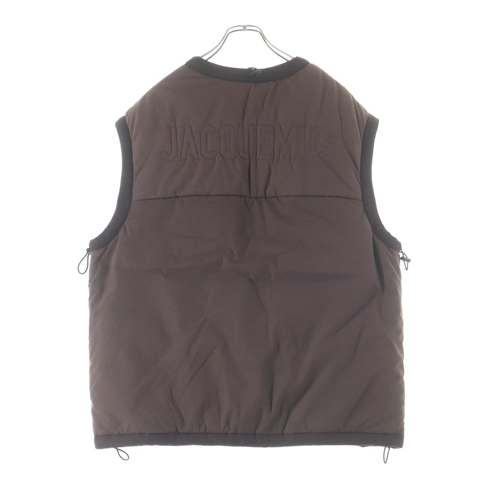 22AW Le Papier Brown Padded Down Vest バックロゴジップアップ中綿ベスト ブラウン Aランク