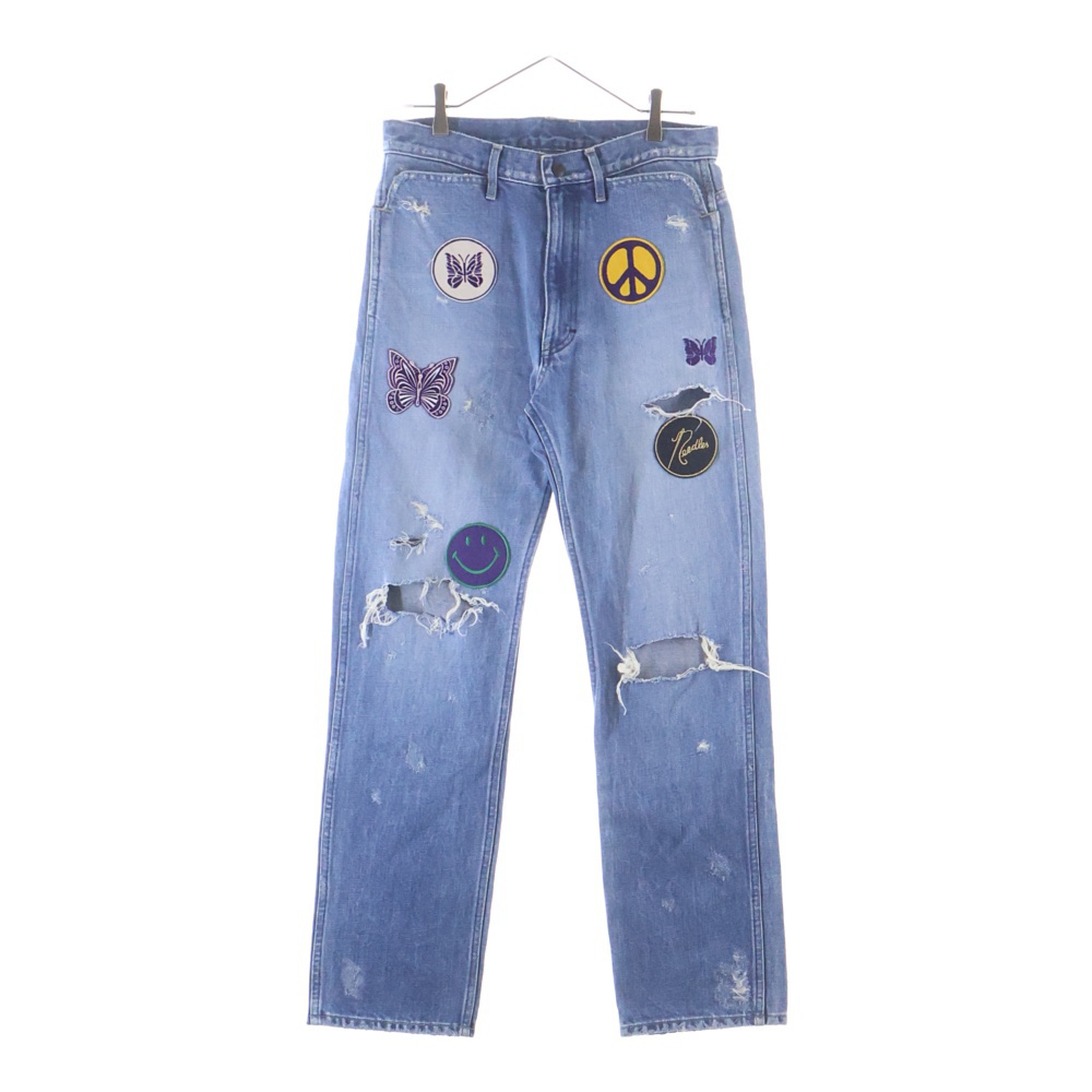 Assorted Patches ストレート ブーツカット パッチワーク デニムパンツ インディゴ KP139 Bランク
