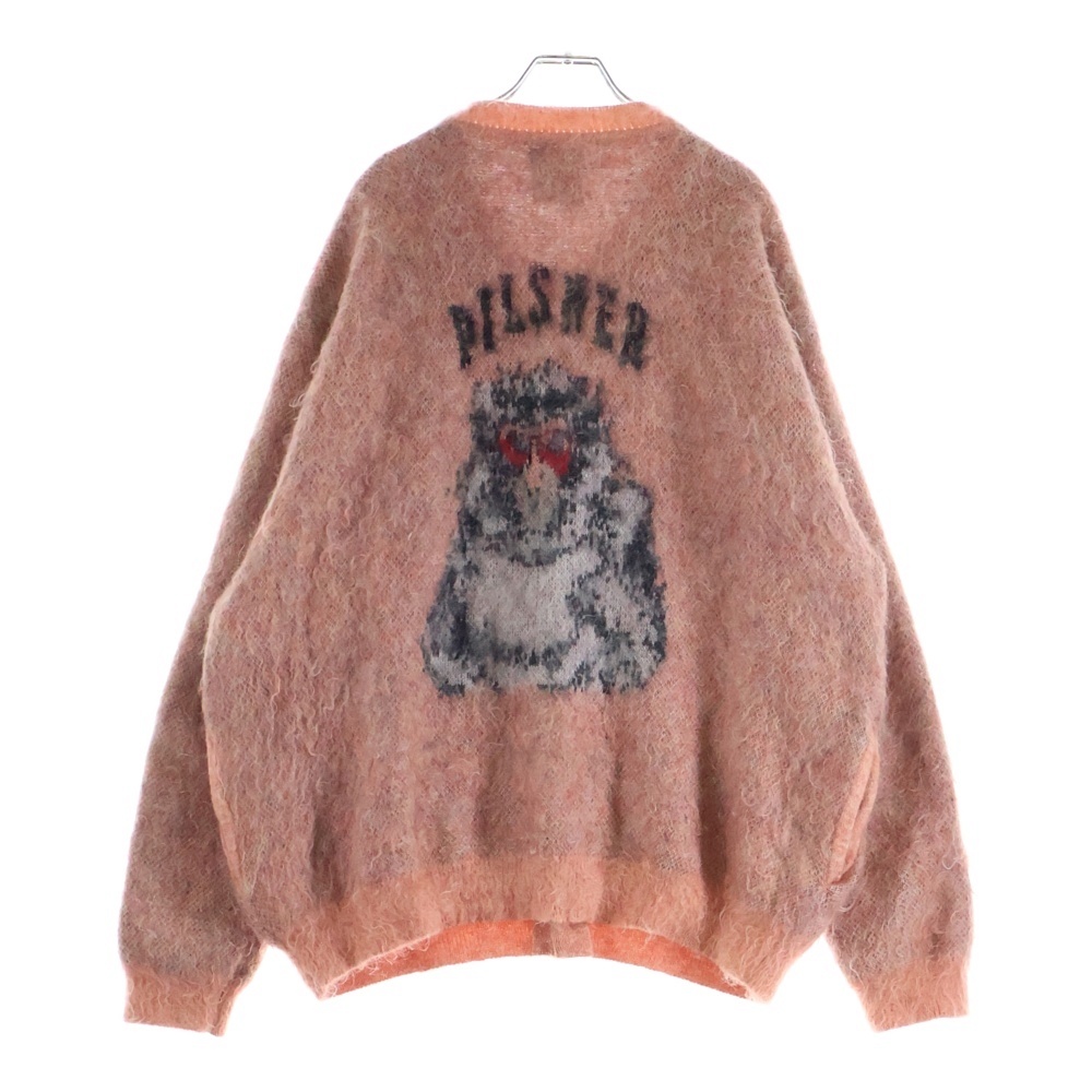 24AW Monkey the pilsner バックデザイン モヘアカーディガン ピンク Bランク