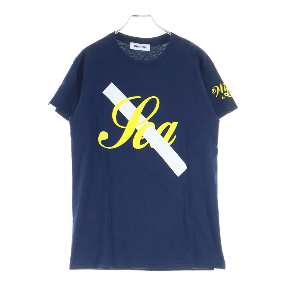 19SS ×SATURDAYS SURF NYC サタデーズサーフ フロントロゴプリント半袖Tシャツ クルーネックカットソー ネイビー WDS-SAT-MS-03 Bランク