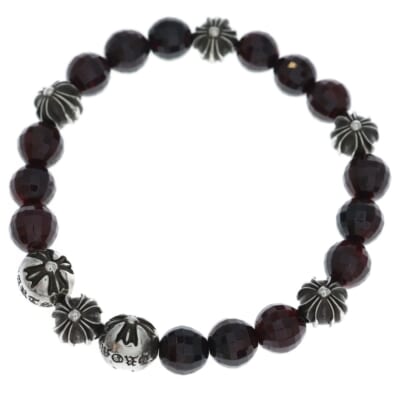 8mm BEAD ガーネット ビーズブレスレット レッド/シルバー Bランク