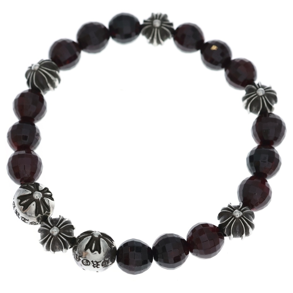 8mm BEAD ガーネット ビーズブレスレット レッド/シルバー Bランク