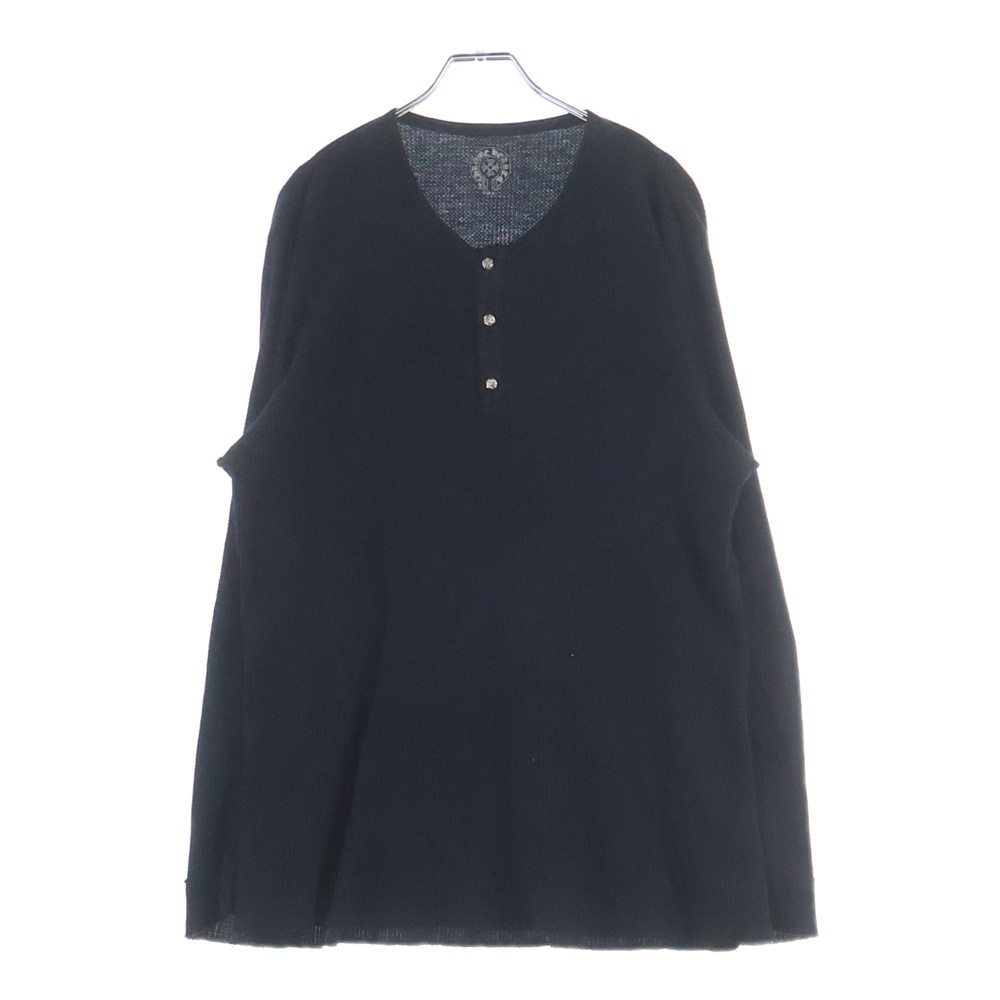 LS HNLY ヘンリーネック クロスボールボタン サーマル 長袖シャツ ブラック Bランク