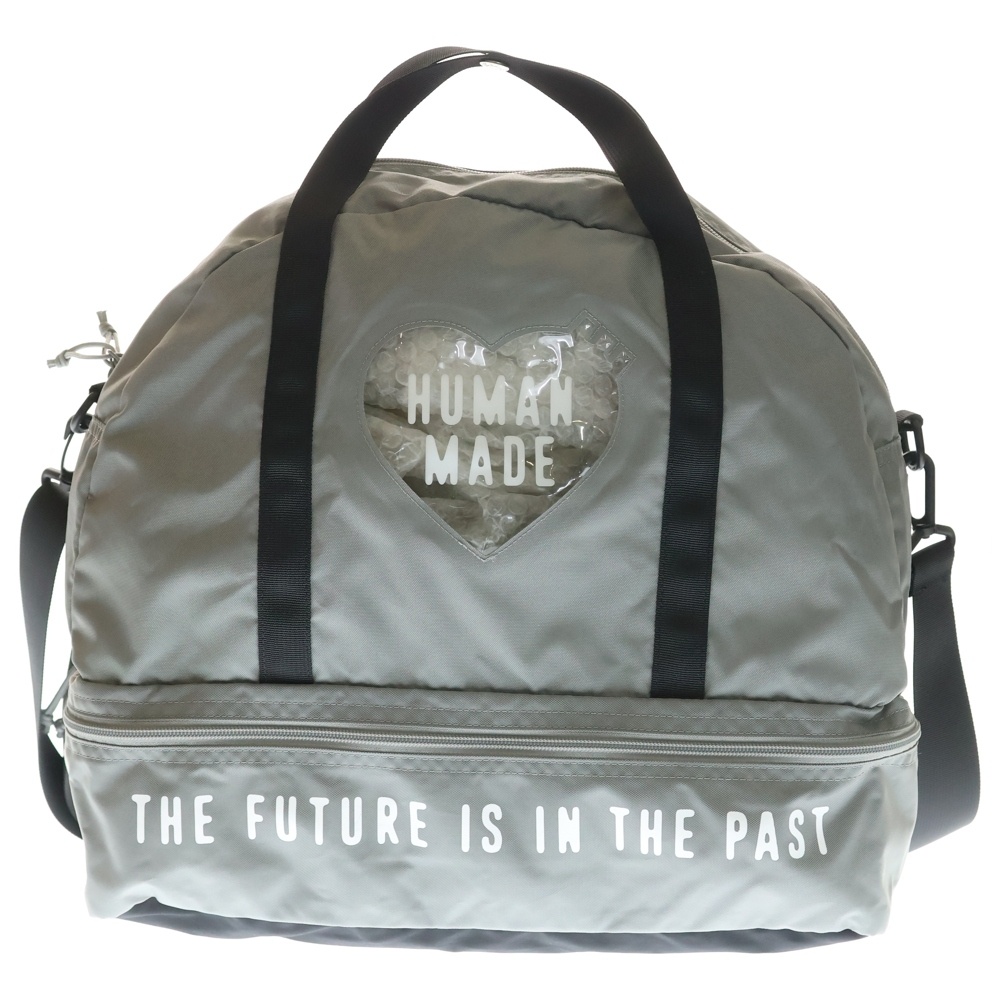 Boston Bag ナイロン ボストンバッグ ショルダーストラップ付き グレー Aランク