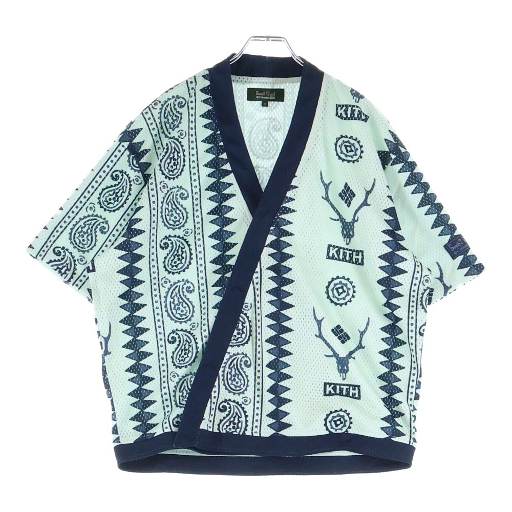 ×Columbia ×South2 West8 Crossover Snap Front Shirt クロスオーバー スナップフロントシャツ 半袖シャツ エスニック柄 ネイビー/グリーン KHM033108-415 Aランク