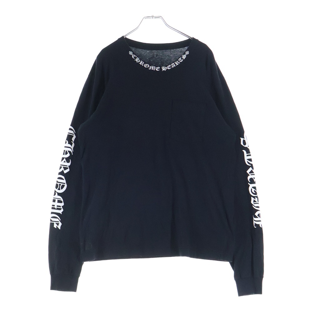 CH LS NECK LOGO ネックロゴプリント 袖ロゴ 長袖Tシャツ ロングスリーブカットソー ブラック Bランク
