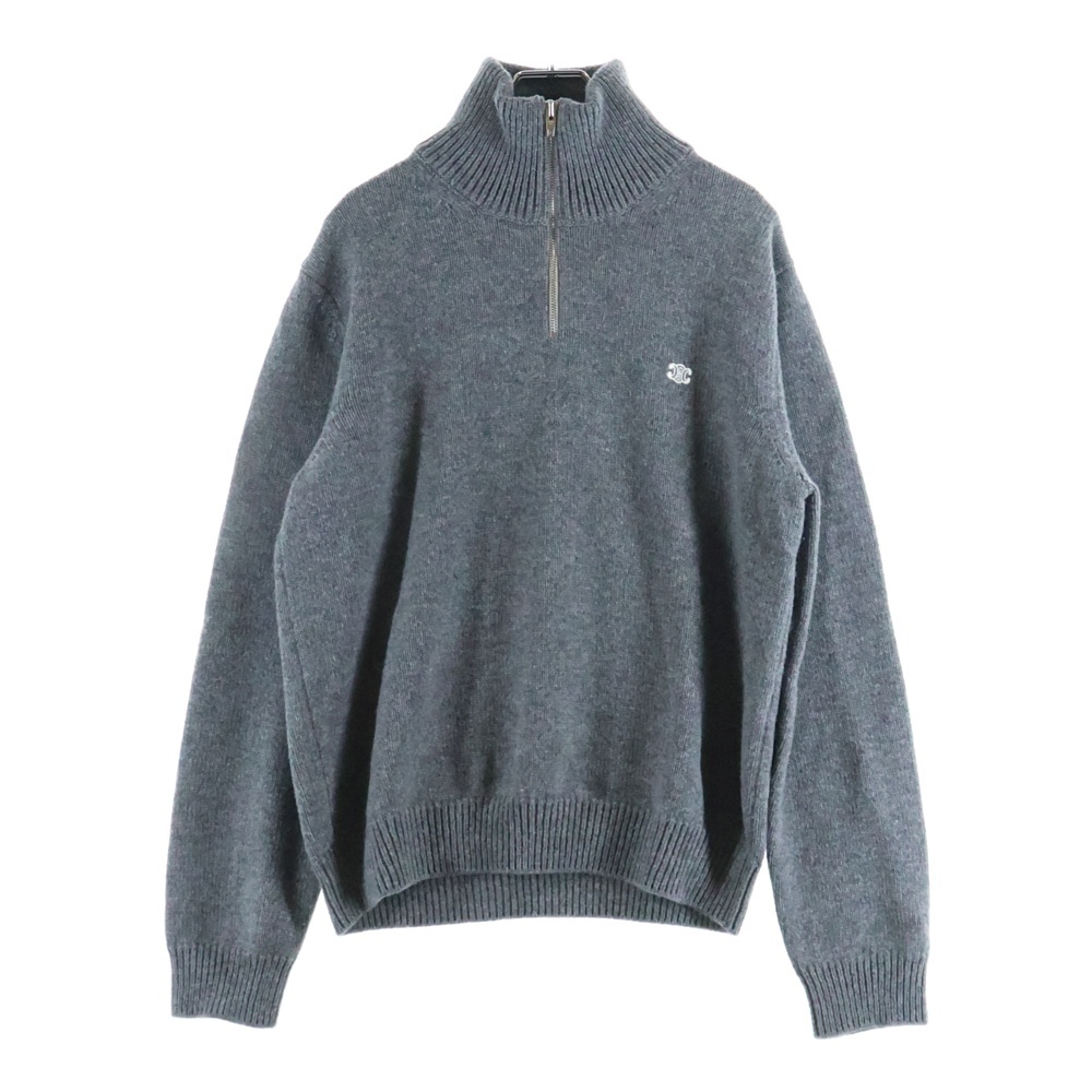 トリオンフ刺繍 ハーフジップウールセーター ジップセーター グレー 2ADBH048T Bランク