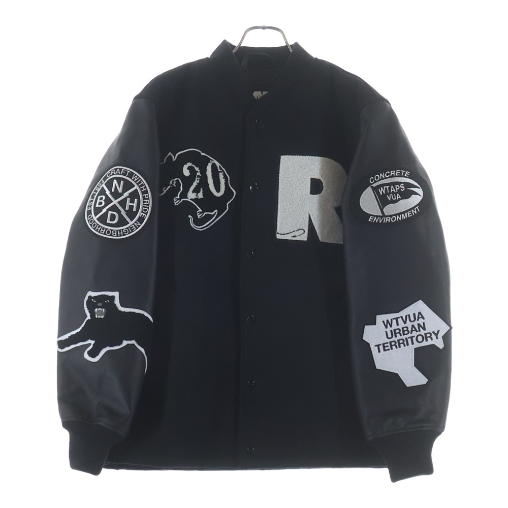 ×NEIGHBORHOOD×WTAPS 20th LEATHER X MELTON COMBINATION JACKET ネイバーフッド ダブルタップス トリプルコラボ 20周年 スタジアムジャケット25'SPJ-0102 Aランク