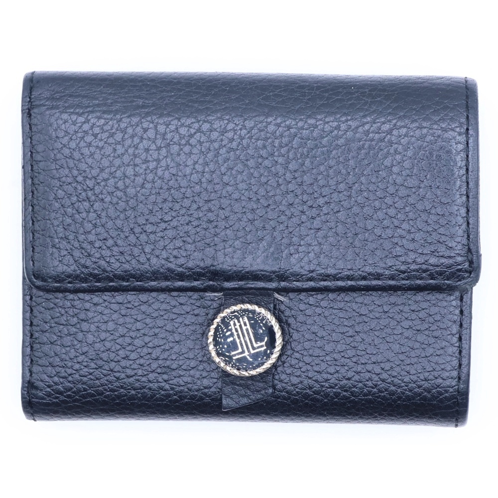 レザーコンパクトウォレット ロゴプレート コインケース ブラック Bランク