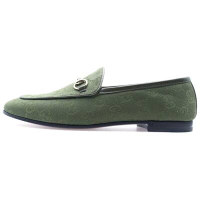 ホースビット GGキャンバス ローファー シューズ グリーン 431467 Sランク