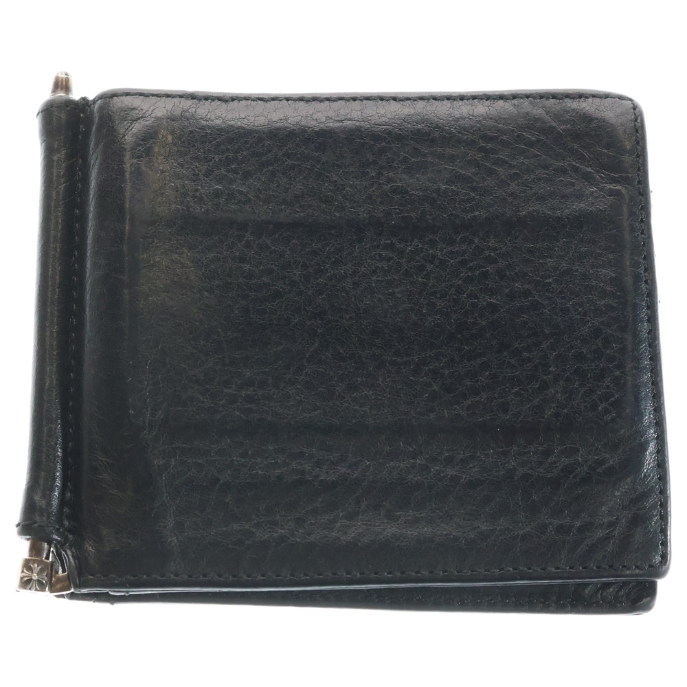 WALLET MONEY CLIP マネークリップ付き レザーウォレット財布 ブラック Bランク