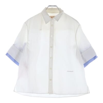 コットン半袖シャツ ホワイト/ブルー CAMA0644QS Bランク
